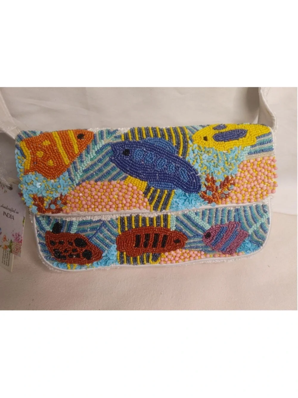 Beaded Tropical Fish Coral Shoulder Bag Tiktok Viral Handmade In India Purse